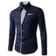 Áo sơ mi nam dài tay slim-fit, cổ đứng, màu sắc tương phản, thiết kế thời trang với nút bấm