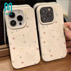 Ốp Lưng iPhone 16 15 Pro Max 11 12 13 14 6 6P 7Plus 8Plus X XR XS Max Đường màu nơ vỏ rơm lúa mì-LM