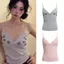 Áo hai dây ren GUSTAVA, Áo cổ chữ V co giãn Slim Fit, Áo hai dây đeo vai thêu hoa không tay cho bé gái thời trang