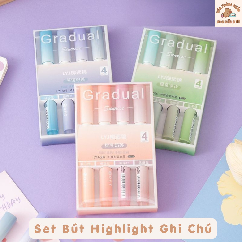【Hot】Bút dạ quang highlight màu tươi sáng đánh dấu nhớ dòng pastel học sinh an toàn tiện lợi