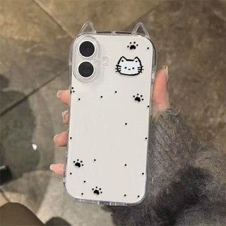 Ốp lưng IPhone 17 16 15 14 13 12 11 ProMax XSMax 7 Plus Dễ thương trắng mèo rõ ràng trường hợp điện thoại