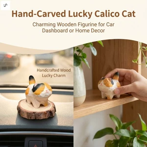 Tượng mèo Lucky Three Flower Cat Design Trang trí bảng điều khiển ô tô