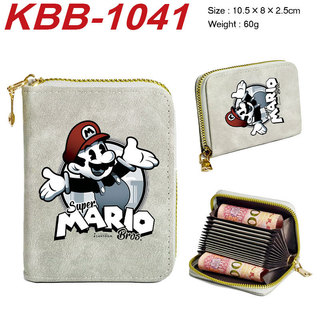 GC2 Super Mario Bros Túi Đựng Thẻ Ngắn Dung Tích Lớn Đa Chức Năng Nhiều Khe Cắm Anime Dây Kéo Tiền Xu Ví CG2
