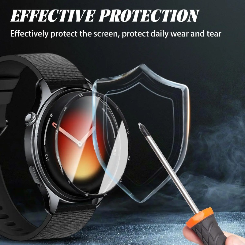 1-3 Chiếc Cong Cạnh Đen Kính Cường Lực Cho Xiaomi Watch S5 S4 S3 Sport 41mm Ultra HD Đồng Hồ Bảo Vệ Màn Hình Cho Xiaomi Watch S2 S1 S5 Pro Active 46mm 42mm Phim Kính Mềm