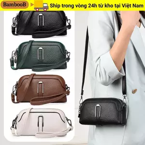 Túi đeo vai BAMBOOB, Túi đeo chéo da dung tích lớn, Túi xách nữ màu trơn