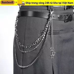 Dây chuyền quần tua rua BAMBOOB, Dây thắt lưng ngôi sao Hip Hop Gothic, Dây chuyền chìa khóa nhiều lớp hợp kim kim kim loại thời trang Bông tai Kẹp Y2K dành cho nữ