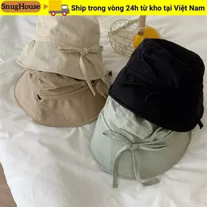Mũ chống nắng SNUGHOUSE, Mũ ngư dân màu trơn buộc dây, Dây buộc gió mỏng Mũ xô mùa hè