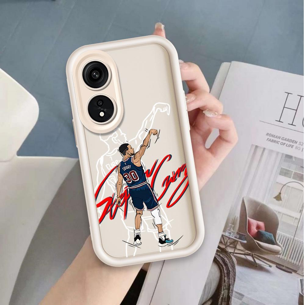 Ốp Lưng Cho OPPO A17 A17K A18 A38 A58 A60 4G Hoạt Hình Silicon Mềm Đáng Yêu Vỏ Điện Thoại TPU Bóng Rổ Cà Ri Mắt Thiên Thần Ốp Lưng Chống Sốc
