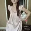 Váy ngủ bằng lụa băng chấm bi mùa hè dành cho nữ Cô gái ngọt ngào Cảm giác mát mẻ