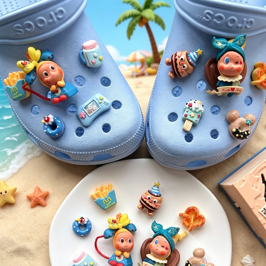 Phụ kiện Pop Mart dễ thương Starman khóa giày ba chiều, thích hợp cho cá sấu, có thể tháo rời, phụ kiện hoa giày lỗ Zhibixing