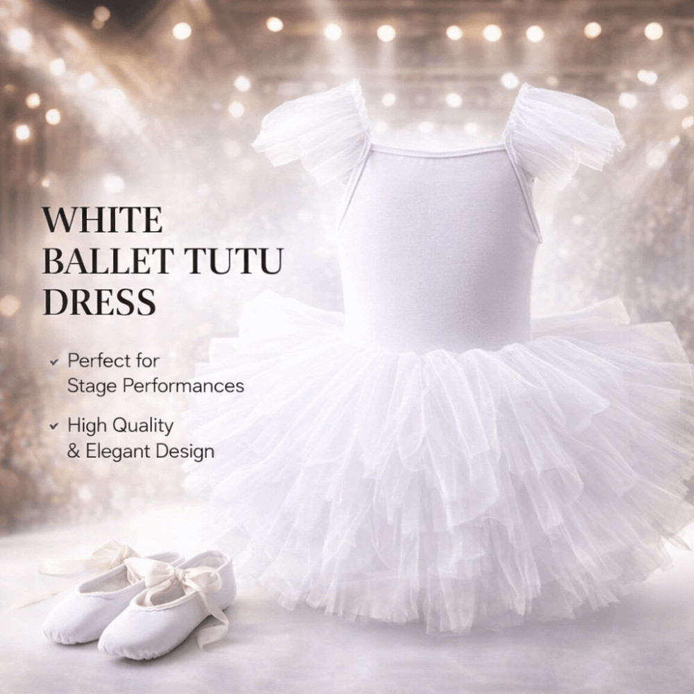 FEDAOG Bé Gái Váy Ba Lê, Đầm Hoàng Tử Puffy Ballet TuTu Đầm, Trang Phục Trình Diễn Ba Lê Tay Ngắn Chuyên Nghiệp Tập Gymnastic