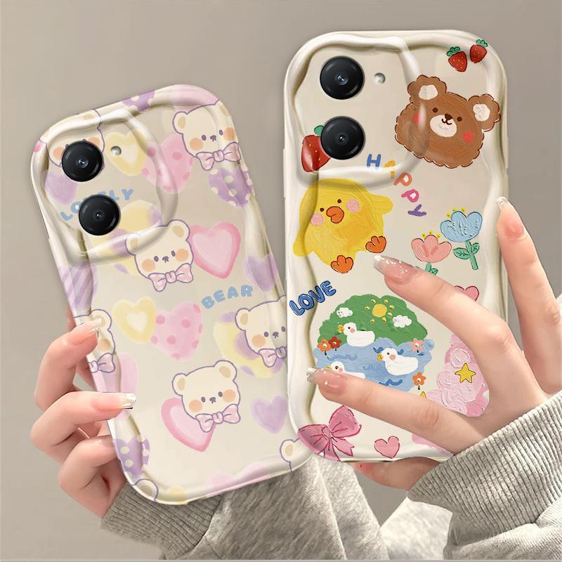 Thích Hợp Cho VIVO Y03 Y03T Y18 Y18S Y18T Y18E Điện Thoại Thông Minh 3D Mềm TPU Gấu Tình Yêu Hoa Chống Sốc Trường Hợp Điện Thoại
