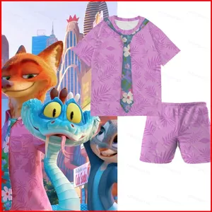YB1 2025 Zootopia 2 NICK Cosplay quần short và bộ đồ ngắn tay in hình phong cách Hawaii BY1