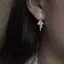 AqToCna 1 Cặp Gothic Phụ Kiện Punk Thắt Nơ Bông Tai Màu Bạc Hợp Kim Chữ Thập sel Thoáng Mát Đảng Tòn Ten Bông Tai Cho Nữ Món Quà Trang Sức AqToCna