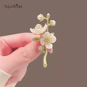 AqToCna Vintage Tính Khí Xanh Hoa Nhài Thổ Cẩm Cho Nữ Pha Lê Hoa Bule Trâm Vintage Nữ Đầm Quần Áo Phù Hợp Với Khăn Kẹp Trang Sức Quà Tặng AqToCna