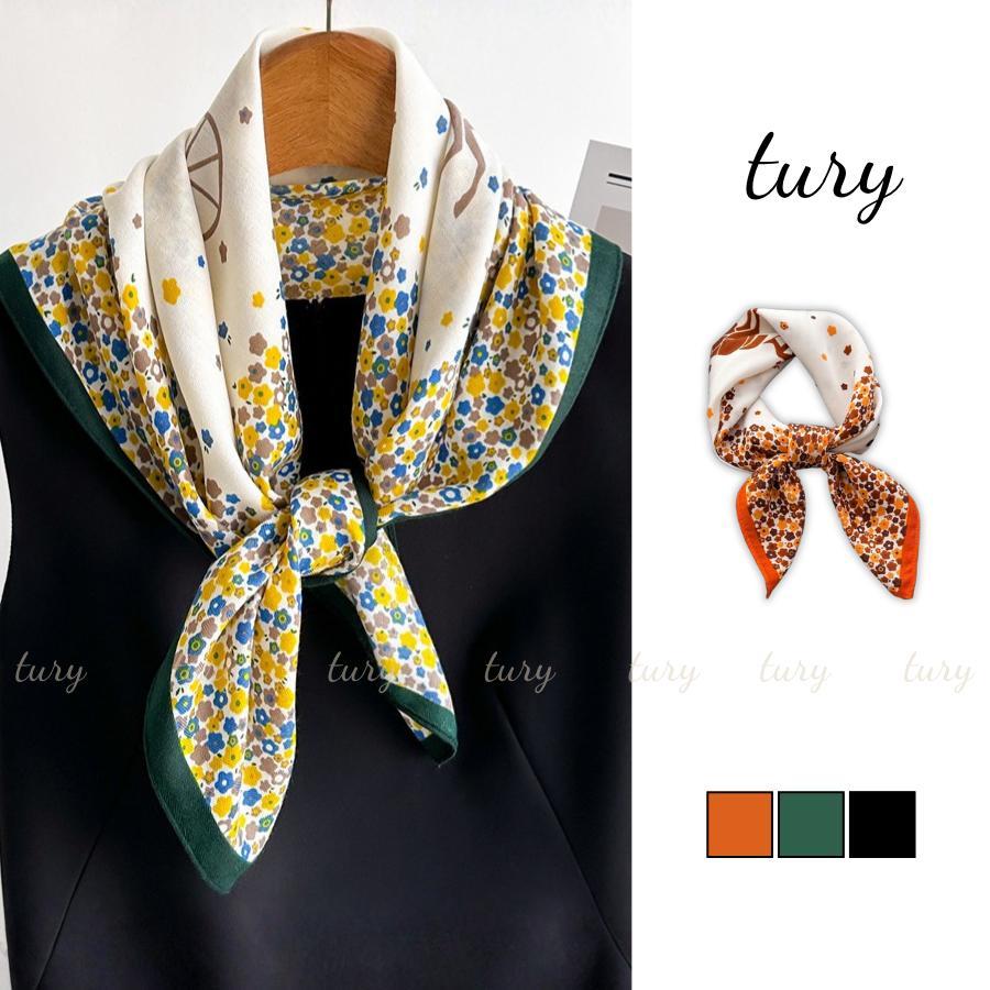 Khăn Lụa Unisex Nam Nữ 70 - Tury - Khăn Lụa Chiffon Hoa Viền Xe Ngựa - KL076