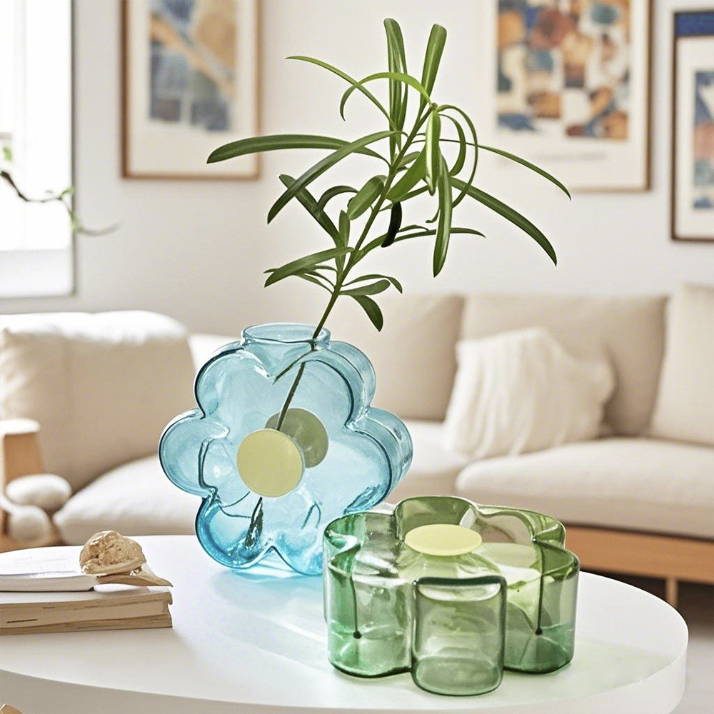 bình hoa thủy tinh hình bông hoa phong cách bắc âu lọ hoa decor bàn làm việc thủy canh trong suốt trang trí nhà cửa đẹp