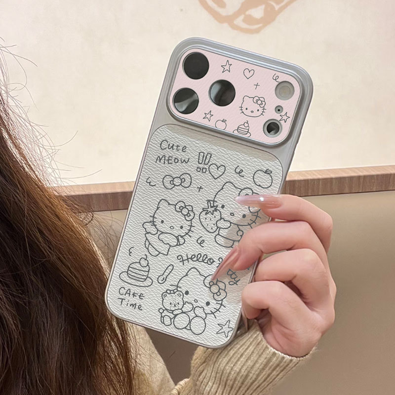 Ốp lưng iPhone Hello Cat Luck Bao da mềm cao cấp đựng máy ảnh - iP 7/8/X/XS/XR/11/12/13/14/15/16/17/Plus/Air/Pro/Max