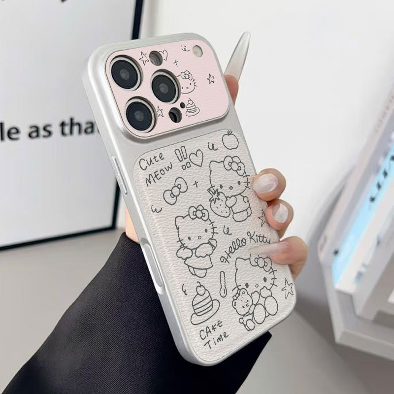Ốp lưng iPhone Hello Cat Luck Bao da mềm cao cấp đựng máy ảnh - iP 7/8/X/XS/XR/11/12/13/14/15/16/17/Plus/Air/Pro/Max