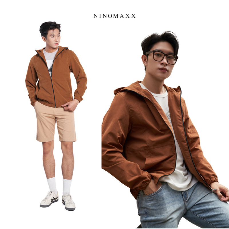 Áo Khoác Dù Nam Basic Mũ Trùm Nhiều Màu NINOMAXX 2409012