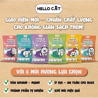 [COMBO 3-6 TÚI] Cát Vệ Sinh Hello Cat Premium Litter, Cát Đất Sét Khử Mùi Tốt, Vón Cục Tối, Ít Bụi