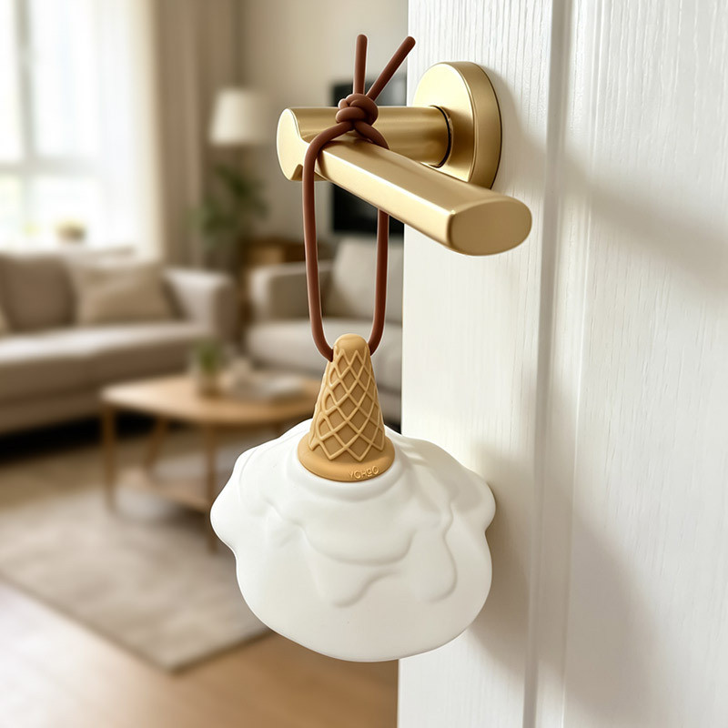 chặn cửa silicon hình kem tan chảy miếng dán chống va đập cửa sáng tạo nút chặn cửa có dây treo trang trí nhà cửa decor