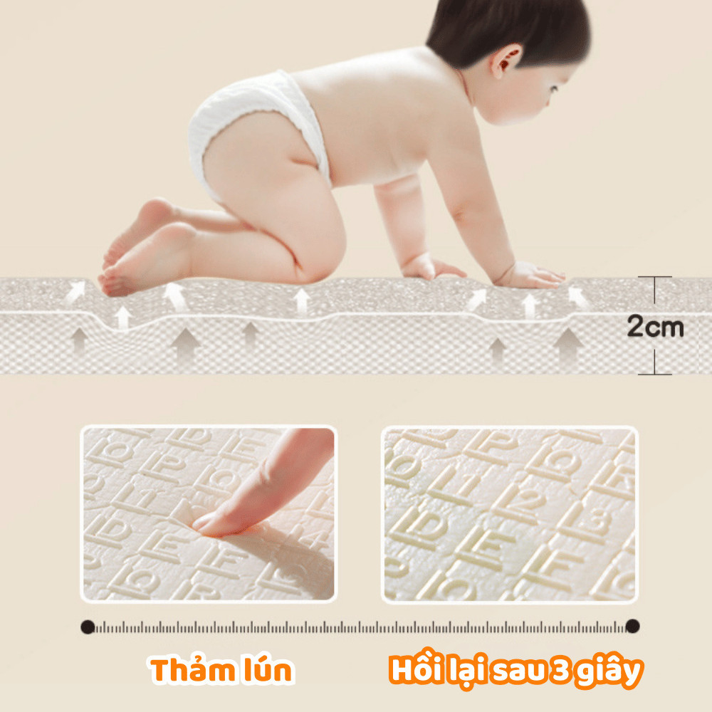 Thảm Xốp XPE Gấp Gọn Cho Bé 2 Mặt Chống Trượt, Thảm Tập Bò Em Bé Dày Dặn Chống Thấm Cách Nhiệt