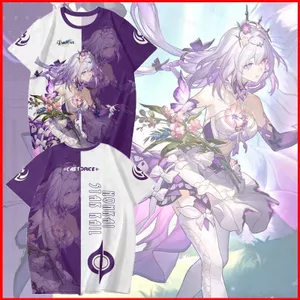 YB1 Honkai Star Rail Castorice Cosplay vải Full Graphic Áo thun mùa hè Anime tay ngắn hàng đầu BY1