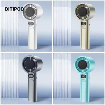Quạt cầm tay DITIPOO Turbo, Quạt bỏ túi mini có thể sạc lại ABS, Đèn LED cầm tay kỹ thuật số cầm tay 120 tốc độ gió Quạt mini cắm trại