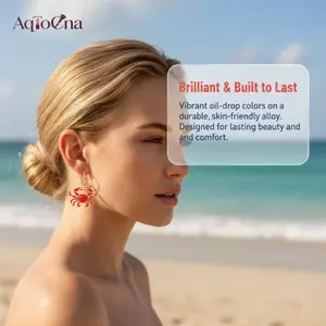 AqToCna Vàng Đi Biển Vòng Bông Tai Nữ Men Tôm Hùm Cua Mặt Dây Chuyền Trang Sức Mùa Hè Boho Phụ Kiện AqToCna