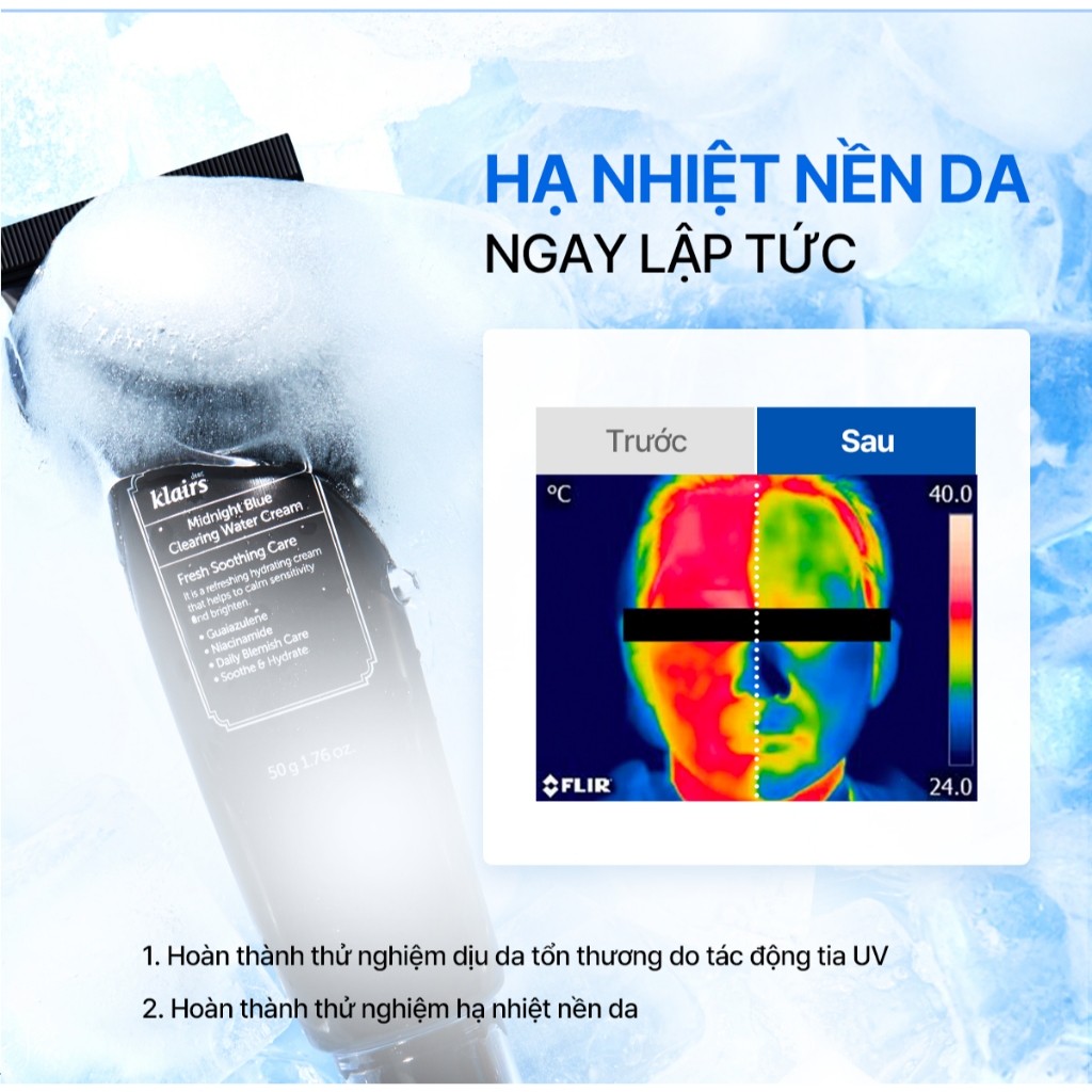 [ĐQ][DATE T6-T11/27] Kem dưỡng ẩm Dear, Klairs Midnight Blue Clearing Water Cream hỗ trợ tái tạo da 50g