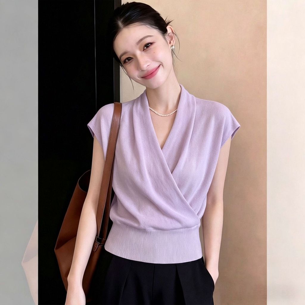 Áo thun nữ tay ngắn khí chất cao cấp phong cách mới mùa hè | Thiết kế thời trang Áo phù hợp, dáng ôm hơn Slim-Fit Cao cấp đi lại thông thường Bán chạy