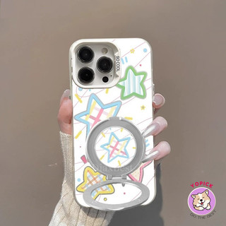 Ốp điện thoại hình ngôi sao kẻ sọc đầy màu sắc cho IPhone17 16 15 14 13 12 11xs xsmax 7plus Bạc Anime Sinh Viên Hoa CY