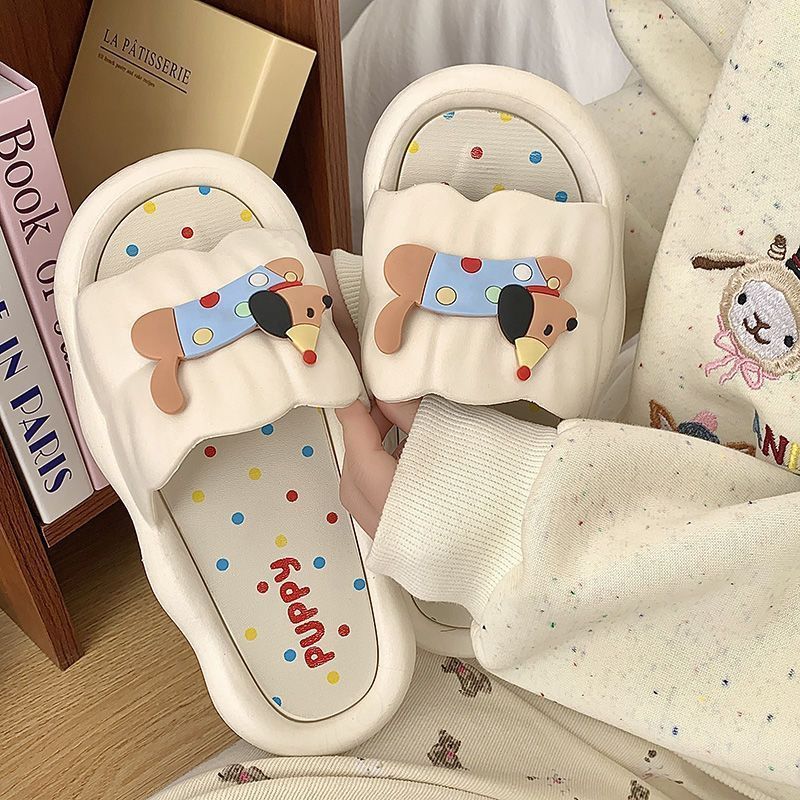 Dép Nữ Đi Trong Nhà Hình Chó Puppy Đế Êm Chống Trơn, Dép Cute Mềm Nhẹ Phong Cách Hàn