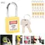 Apill Bộ khóa Tagout Lockout 10 Bộ 38mm Nylon PA Steel Lock Out Tag Khóa móc có chìa khóa cho năng lượng hóa học (Vàng)