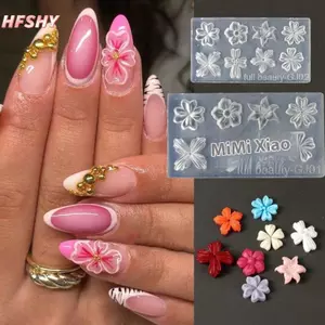 HFSHY 2 Chiếc 3d Hoa Khuôn Làm Móng Tay Silicon Lily Năm Cánh Hoa Móng Tay Trong Suốt Khuôn Tự Làm Móng Tay Nghệ Thuật Trang Trí Dụng Cụ Thiết Kế Làm Móng Tay VN