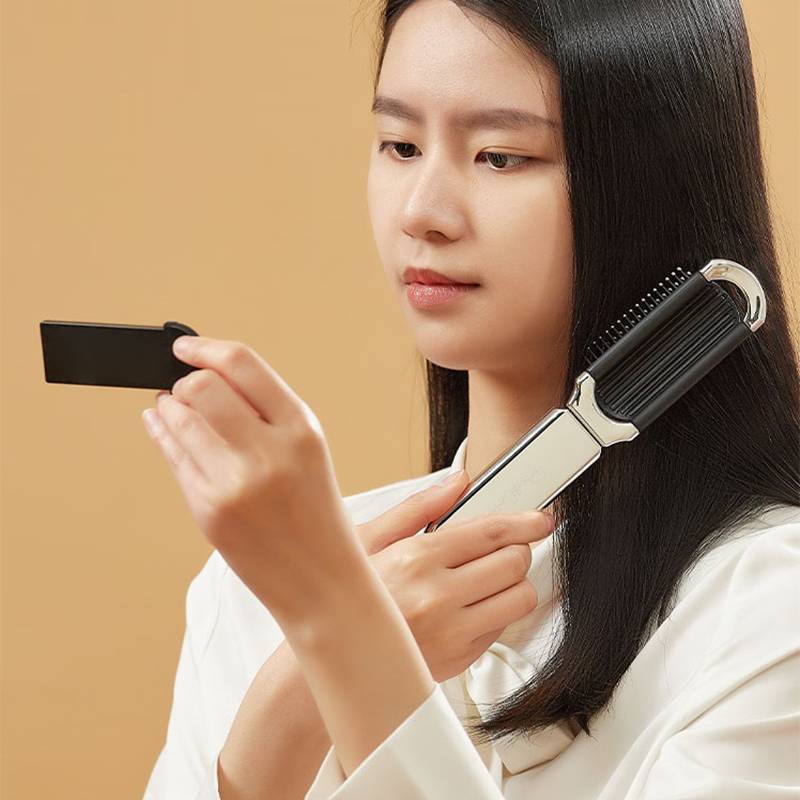PNPIA- Bàn Chải Tóc Mini Gấp Massage Lược Đầu Massage Chống Tĩnh Điện Di Động Du Lịch Chải Tóc Cô Gái Lược Tóc Có Gương