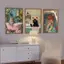 Bồn tắm động vật hổ ngựa vằn mèo đen Poster Không khung Tranh Canvas Phòng tắm Trang trí tường