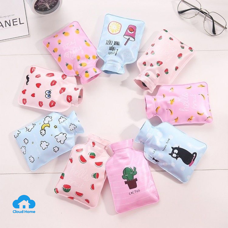 Túi sưởi tay mini chống nổ chứa nước nóng dành cho trẻ em và học sinh, có hình hoạt hình.