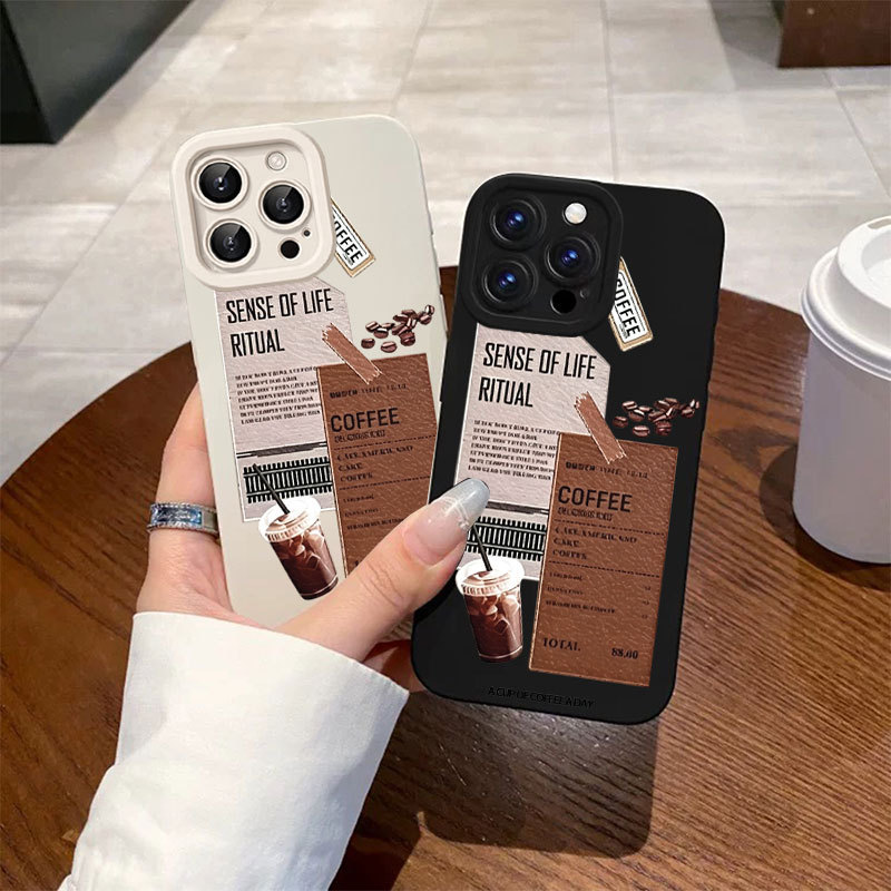 Ốp lưng iPhone hình cà phê ốp silicon bảo vệ máy ảnh - iP 7/8/X/XS/XR/11/12/13/14/15/16/17/Plus/Air/Pro/Max
