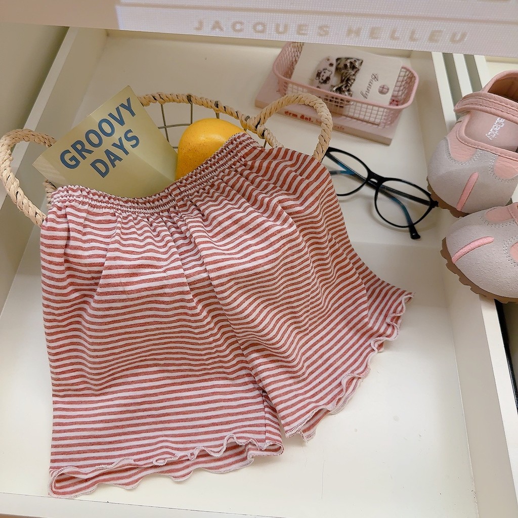 Bộ đồ ngắn tay gấu sọc cho trẻ em Bộ đồ hai mảnh thông thường mùa hè 80-120 Size 6CIO
