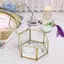 Hộp đựng đồ trang sức cổ điển bằng kính hình học vàng Hộp sắp xếp trưng bày trang sức Hộp trang trí nhà để lưu trữ (Lớn)
