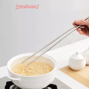 1 Đôi Chopstis Nấu Ăn Thép Không Gỉ Chopstis Chiên Dài Chopstis