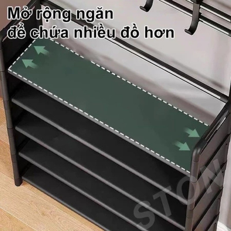 Kệ Giày Đa Năng 4–5 Tầng Khung Kim Loại Chắc Chắn Có Móc Treo – Tiết Kiệm Không Gian | BigBuy360 - bigbuy360.vn
