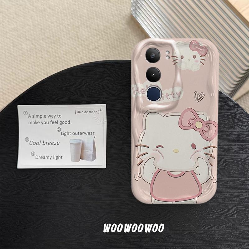 Vỏ Cho VIVO Y19S Y29 Phim Hoạt Hình Kem Cặp Đôi Mèo Mềm TPU 3D Sóng Silicon Vỏ Điện Thoại