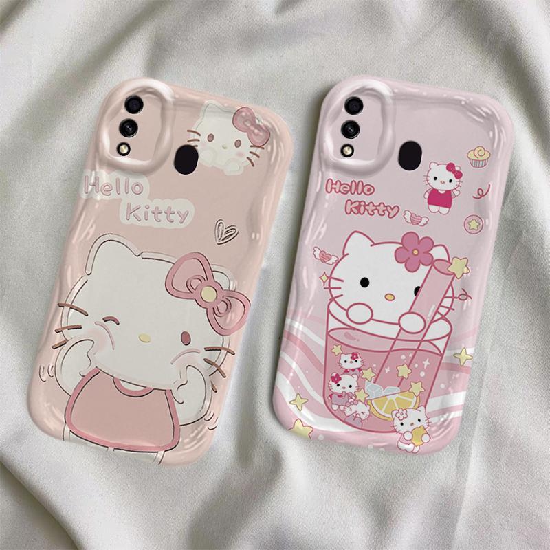 Vỏ Cho Samsung Galaxy A20 A30 Phim Hoạt Hình Kem Cặp Đôi Mèo Mềm TPU 3D Sóng Silicon Vỏ Điện Thoại