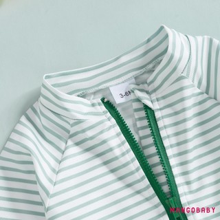 MG-Toddler Bé Trai Bé Gái Rash Guard Đồ Bơi Có Mũ 2 Chiếc Bộ Họa Tiết Sọc Zip Up Tay Dài Cổ Tròn Đồ Bơi Cho Bé