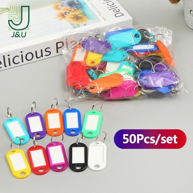 [J & U-T] 50 Chiếc Thẻ Chìa Khóa Móc Khóa Nhiều Màu Sắc Nhãn ID Tên Phòng Địa Chỉ TEL Số Bút Chìa Khóa Thẻ Hành Lý Có Vòng Chia