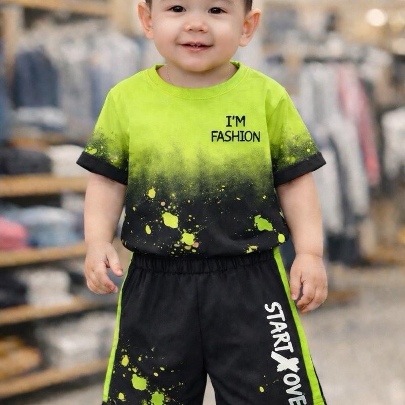 4Bộ/4màu sét Bộ cộc tay Unisex cho bé từ 7-50kg họa tiết IM'FASHION unisex 7-50 KG