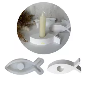 Khuôn Silicon Hình Cá Chân Nến với Giá Đỡ Nhựa - Dụng cụ Crafting